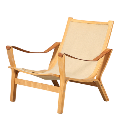 1969 Knud Færch : bent beechwood & canvas "Bolman" armchair