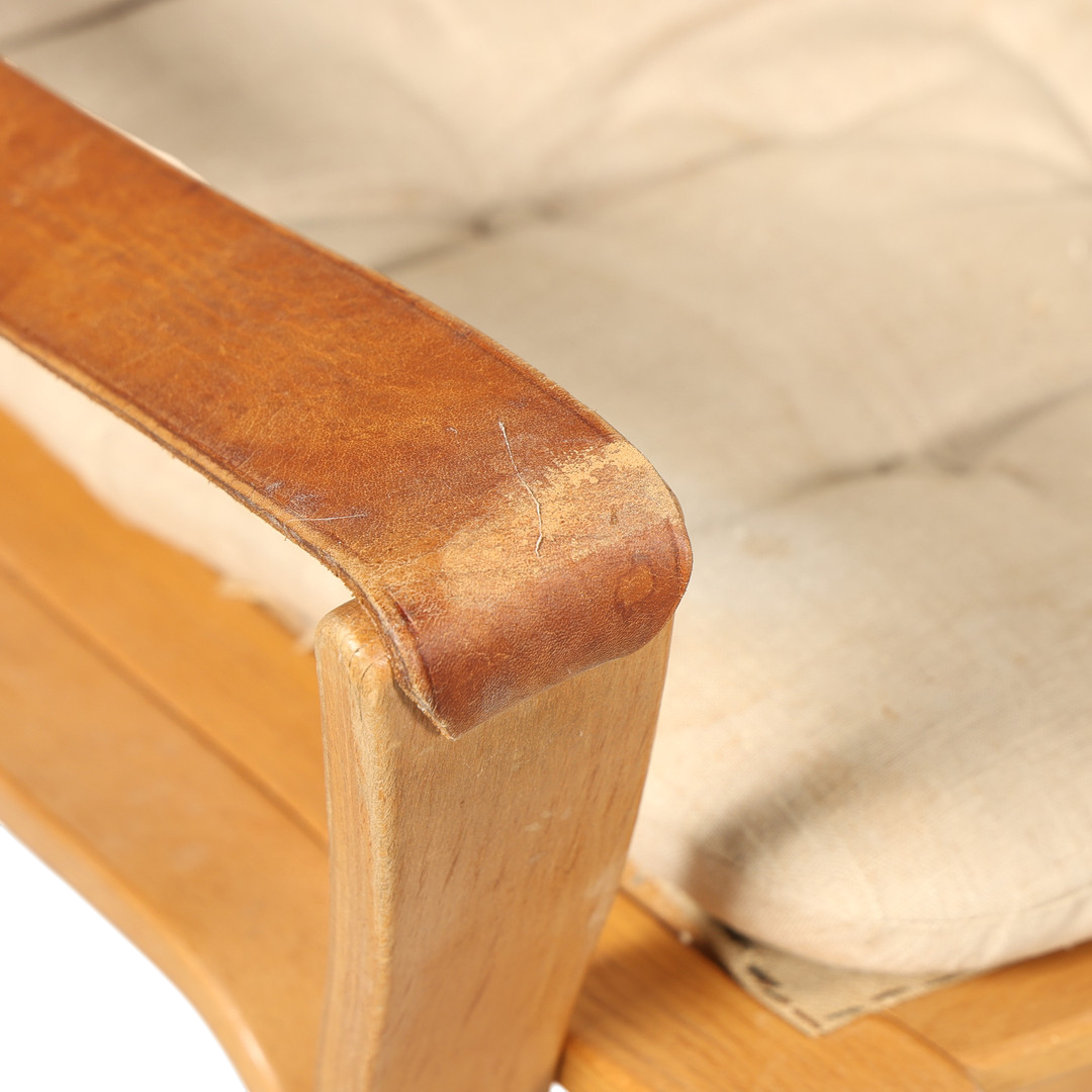 1969 Knud Færch : bent beechwood & canvas "Bolman" armchair