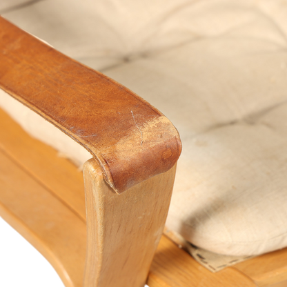 1969 Knud Færch : bent beechwood & canvas "Bolman" armchair