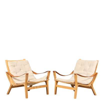 1969 Knud Færch : bent beechwood & canvas "Bolman" armchair