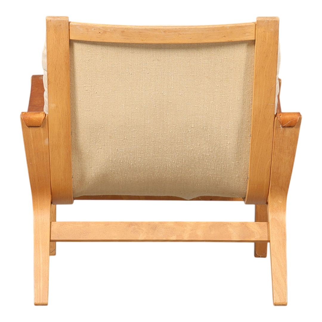 1969 Knud Færch : bent beechwood & canvas "Bolman" armchair