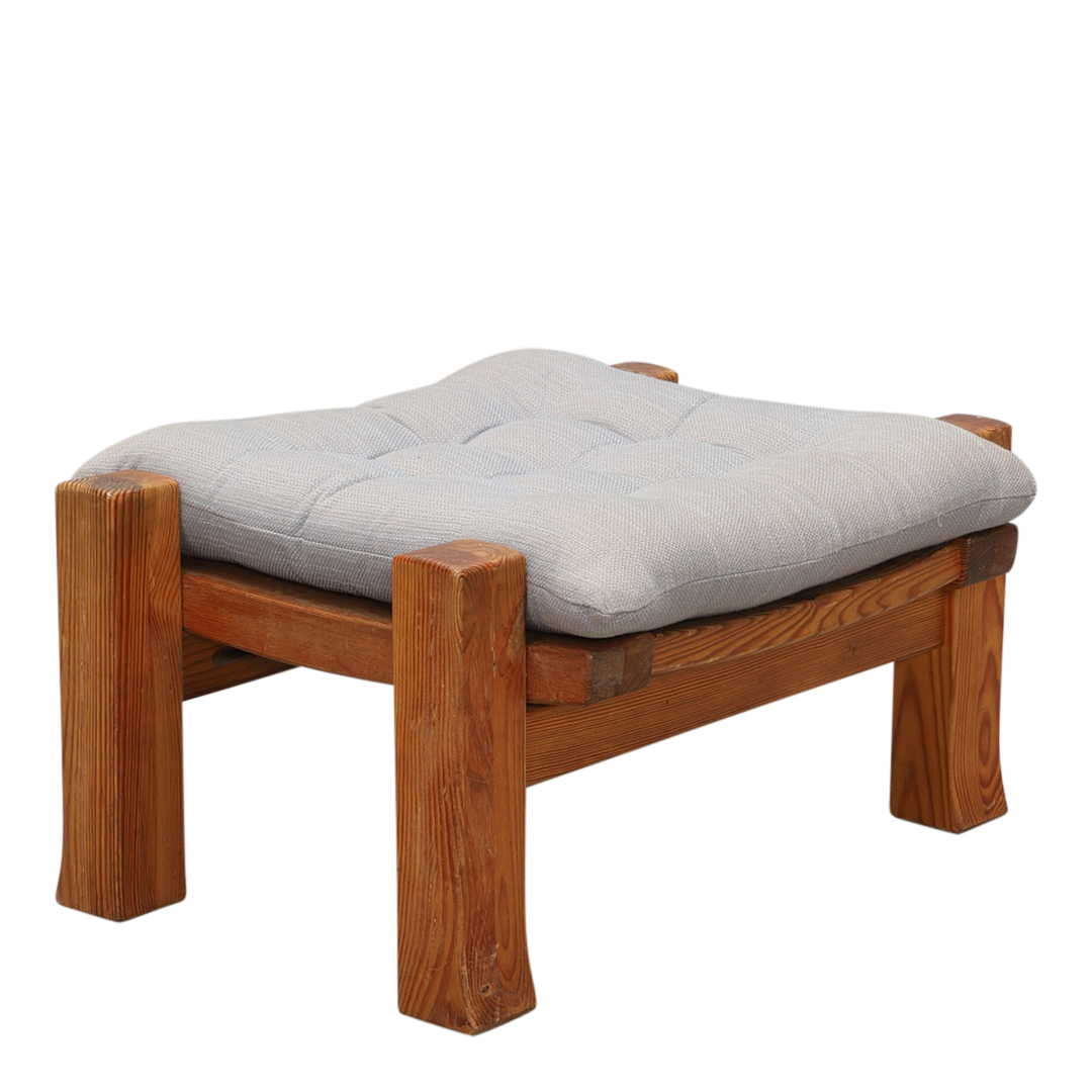 1970s Swedish : solid pinewood "Talja" folk armchair + ottoman