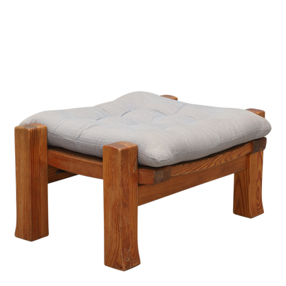 1970s Swedish : solid pinewood "Talja" folk armchair + ottoman