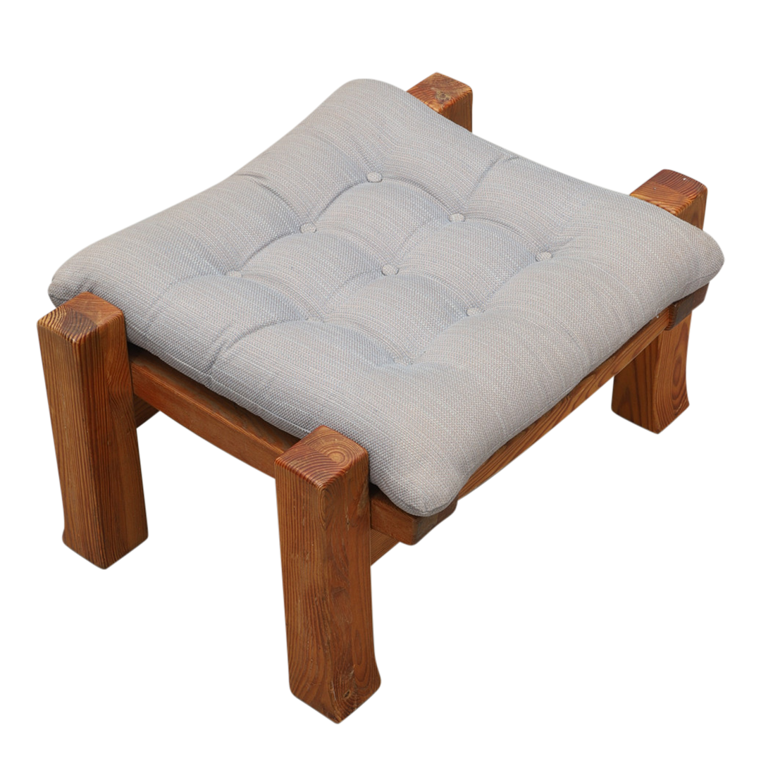 1970s Swedish : solid pinewood "Talja" folk armchair + ottoman