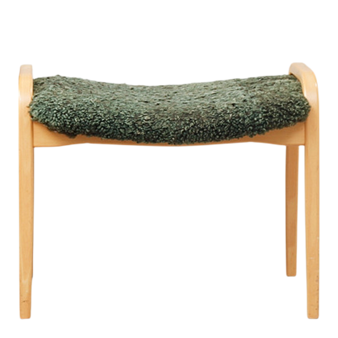 1956 Yngve Ekström : classic "Lamino" lounge + ottoman in green sheepskin