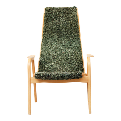 1956 Yngve Ekström : classic "Lamino" lounge + ottoman in green sheepskin