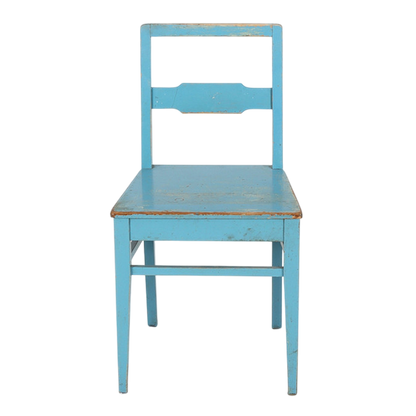 1950s European : simple pinewood side chair in Robin's Egg blue