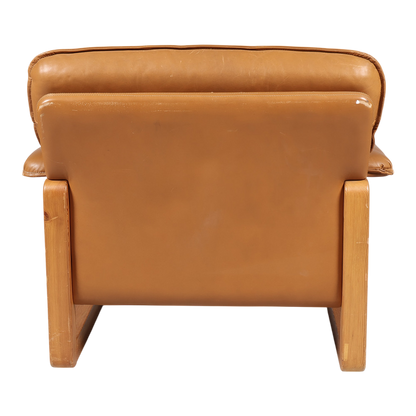 1970s Hannu Jyräs : pair cognac leather "Furuhof" lounge chairs