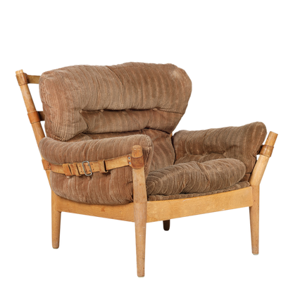 1970s John Mortensen : Model 4521 lounge chair in brown corduroy