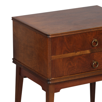 Late 1940s Swedish : pair transitional modern walnut nightstands