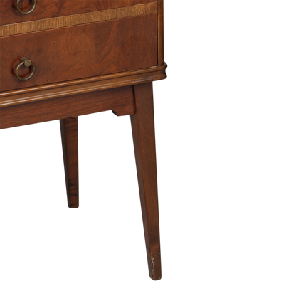 Late 1940s Swedish : pair transitional modern walnut nightstands