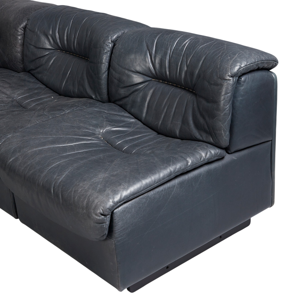 1970s de Sede : Model DS 14 blue aniline leather 6-section sofa