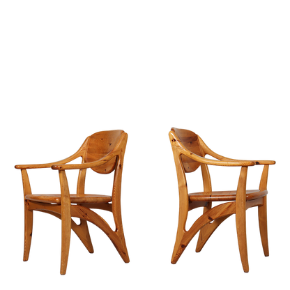 1970s Scandinavian : set four Rainer Daumiller style pinewood dining chairs
