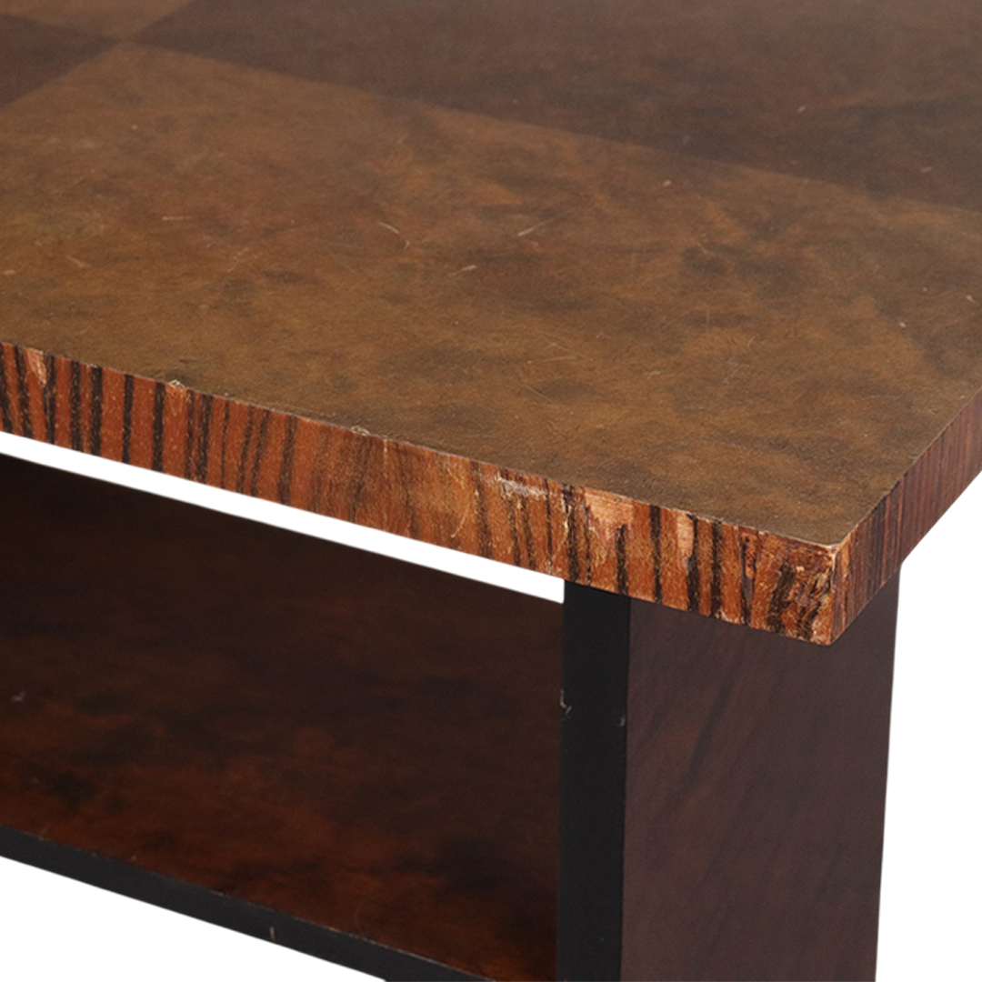 1930s European : small Art Deco side table in burl walnut