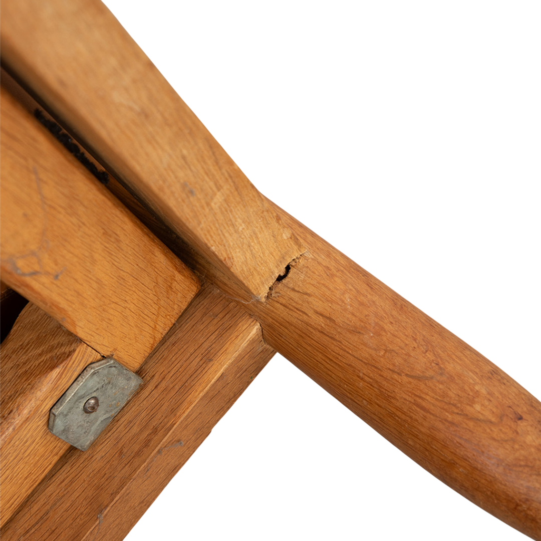 1970s German : solid oakwood and cognac leather lounge chair