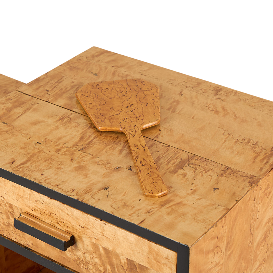 1930s Finland : Art Deco transitional burl birchwood shelf