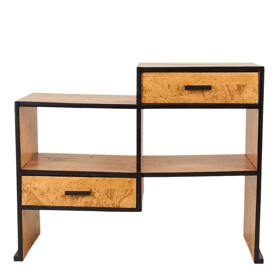1930s Finland : Art Deco transitional burl birchwood shelf