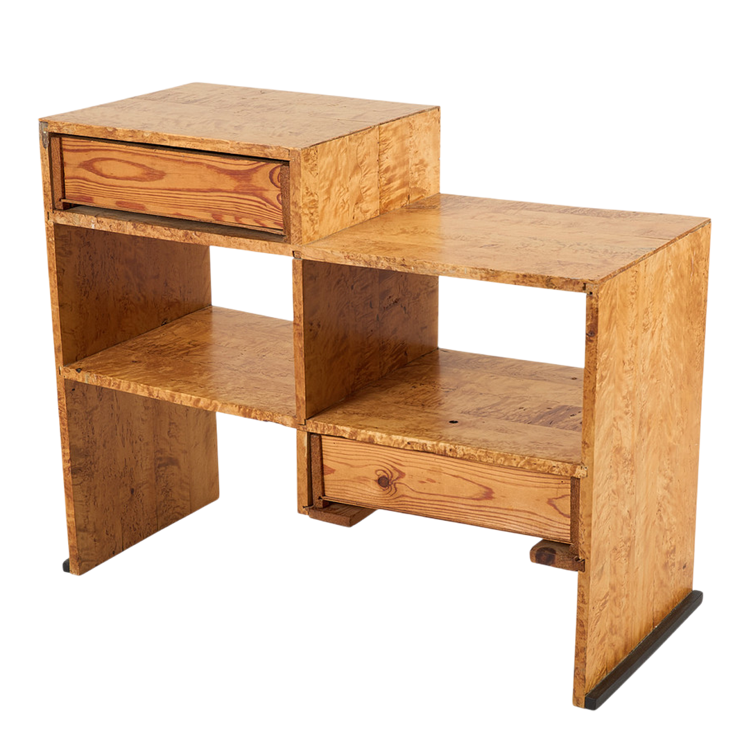 1930s Finland : Art Deco transitional burl birchwood shelf