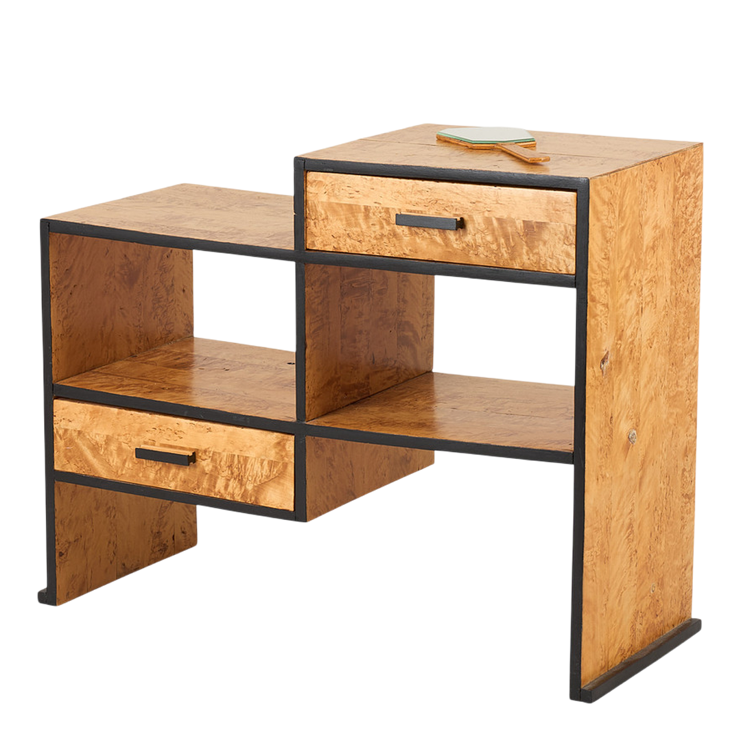 1930s Finland : Art Deco transitional burl birchwood shelf