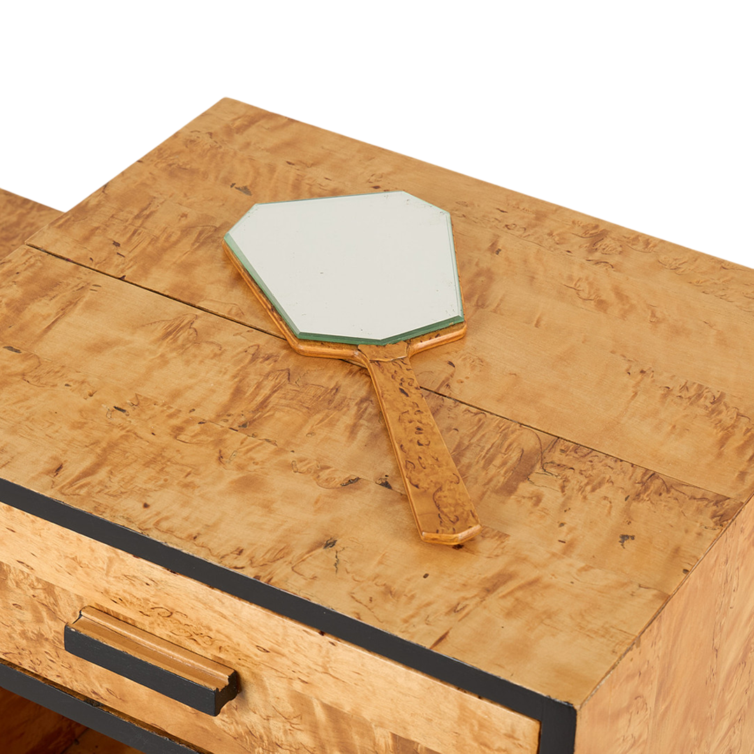 1930s Finland : Art Deco transitional burl birchwood shelf