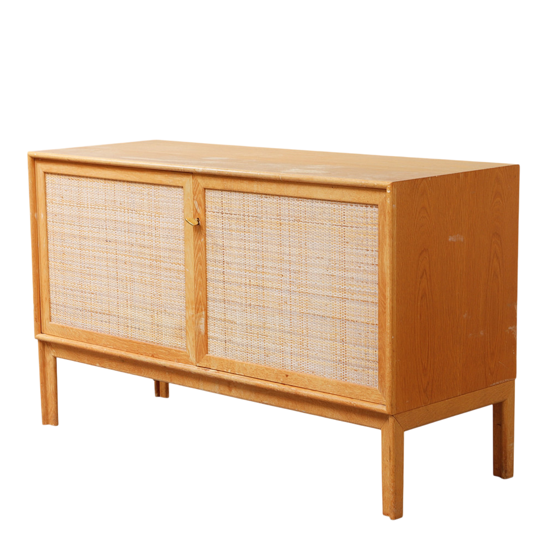 1960s Alf Svensson : oak and rattan "Norrland" sideboard/cabinet