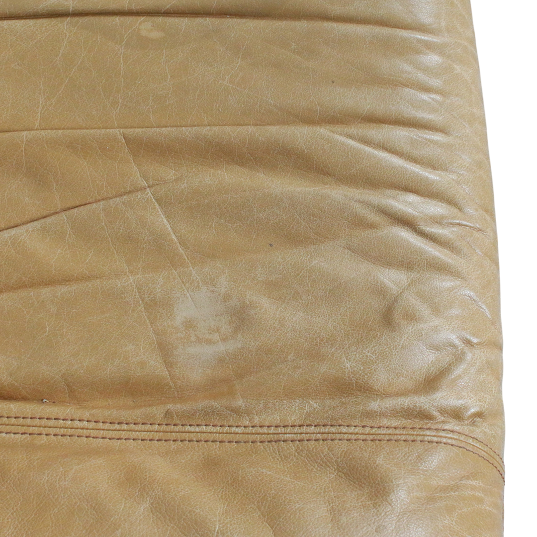 1960s Maison Regain : oak & leather Provençal brutalist 2-seat sofa