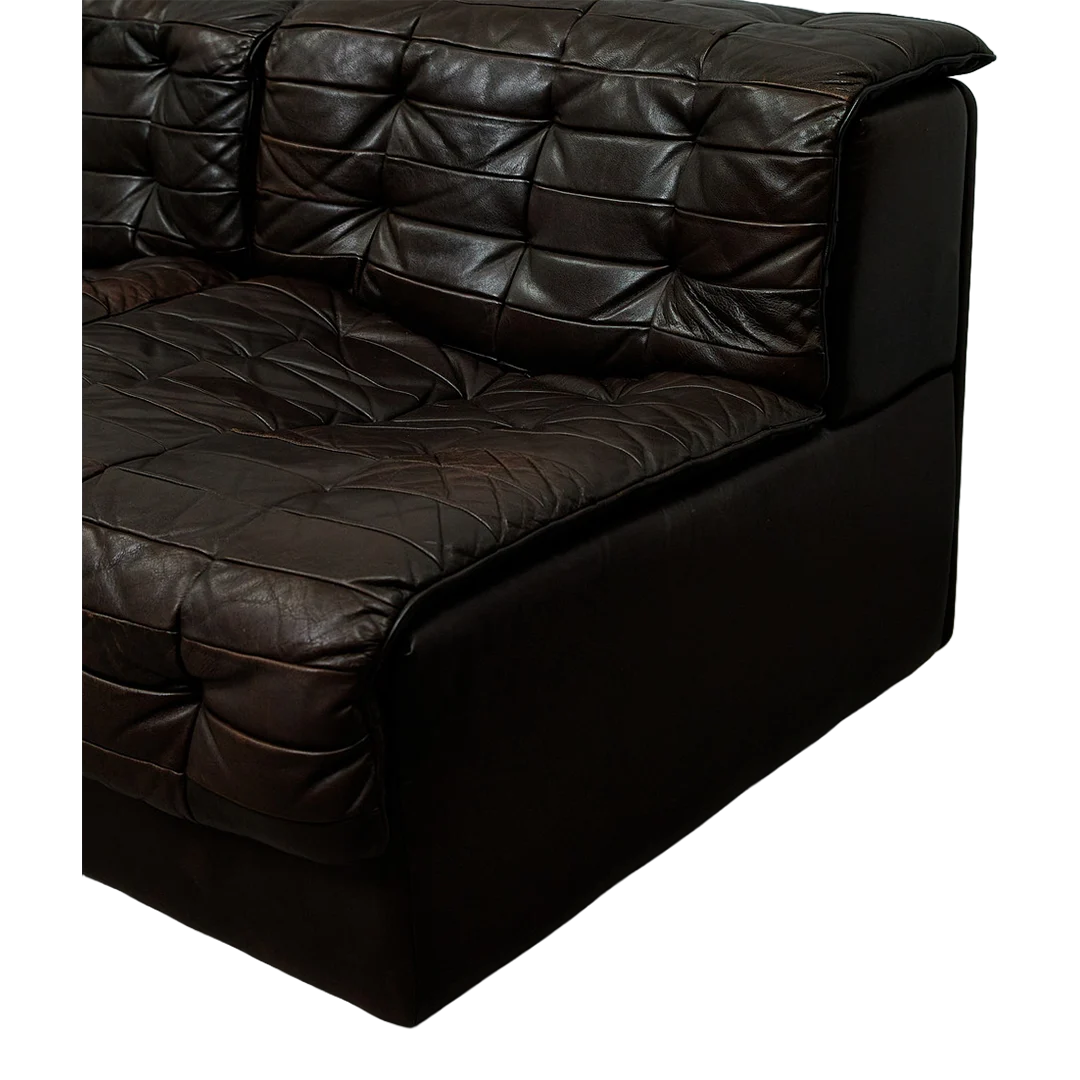 1970s de Sede : six-piece DS-11 dark brown leather sectional sofa