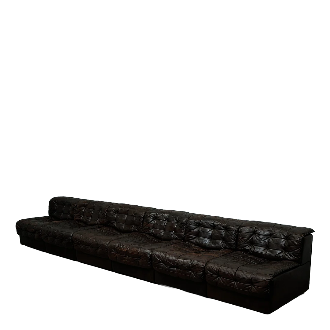 1970s de Sede : six-piece DS-11 dark brown leather sectional sofa