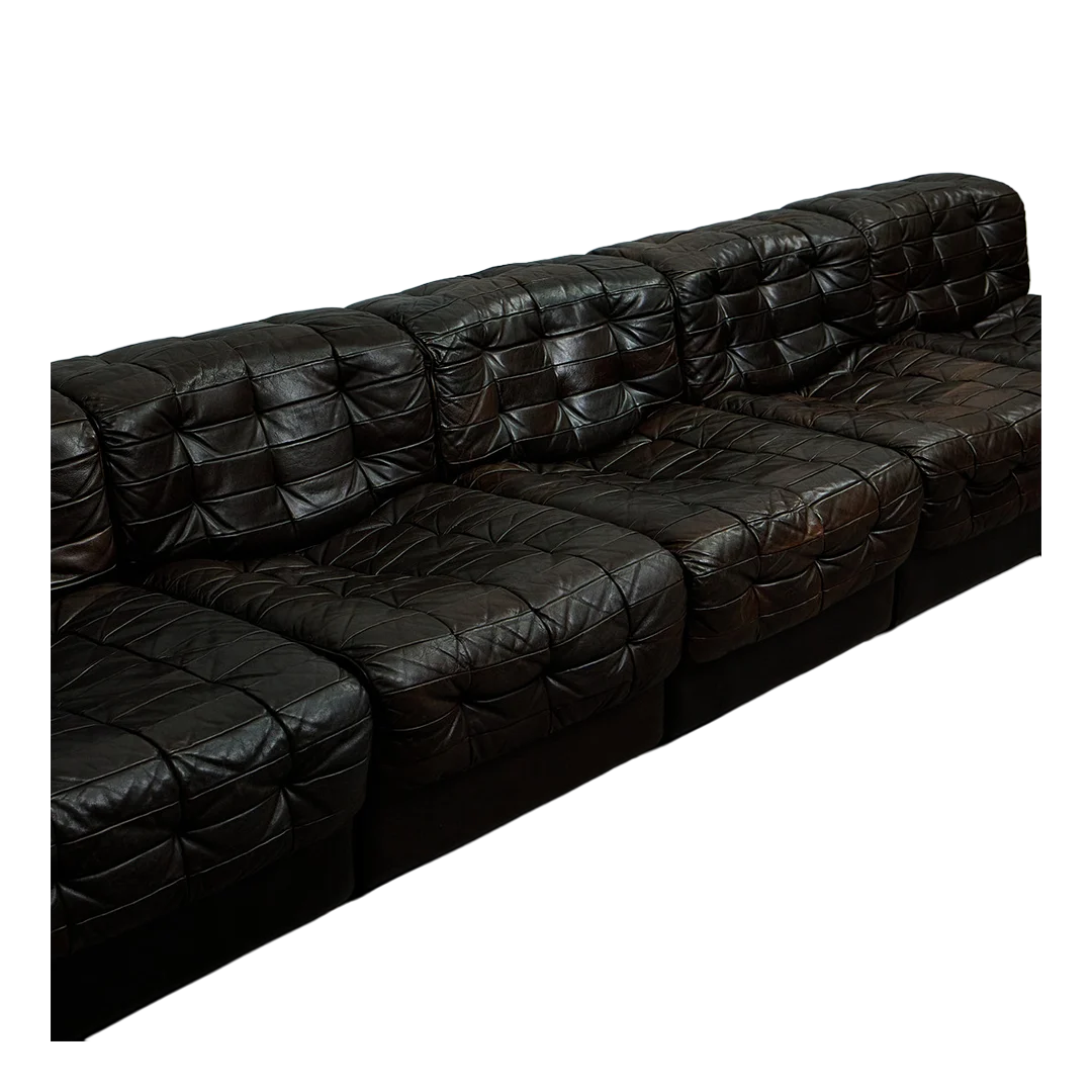 1970s de Sede : six-piece DS-11 dark brown leather sectional sofa