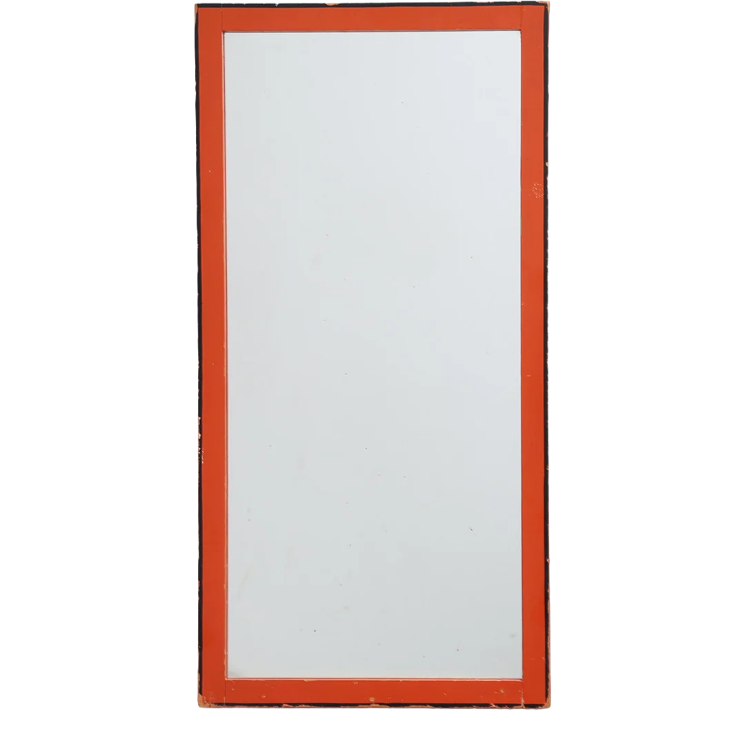 1930s Bauhaus : red painted dressing table in chrome w/mirror
