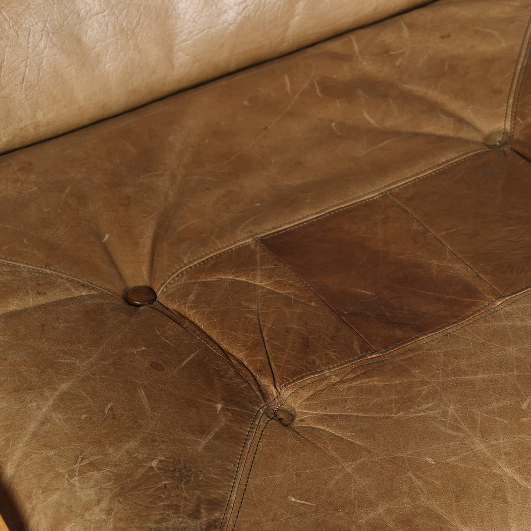 1970s West German : patchwork leather & bentwood armchair