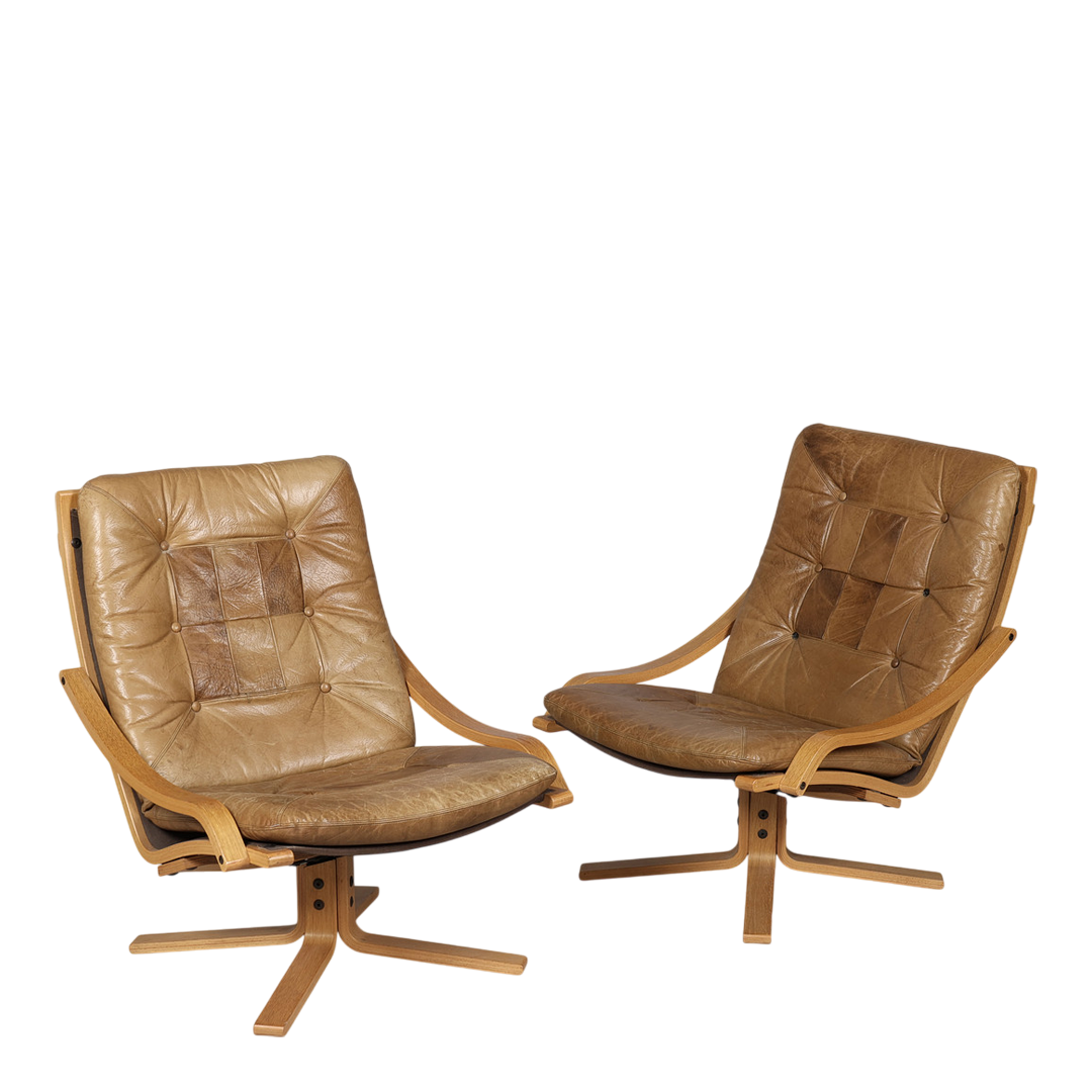 1970s West German : patchwork leather & bentwood armchair