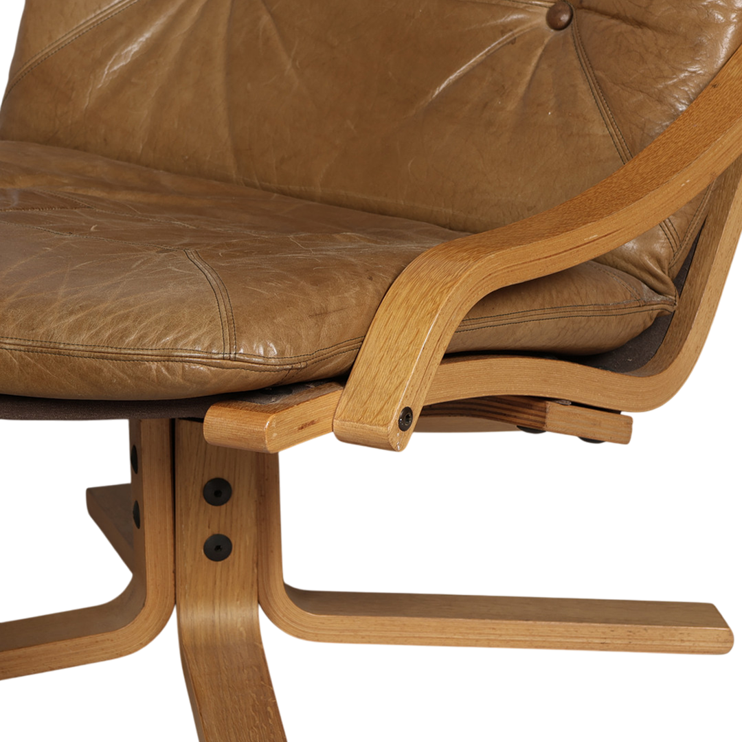 1970s West German : patchwork leather & bentwood armchair