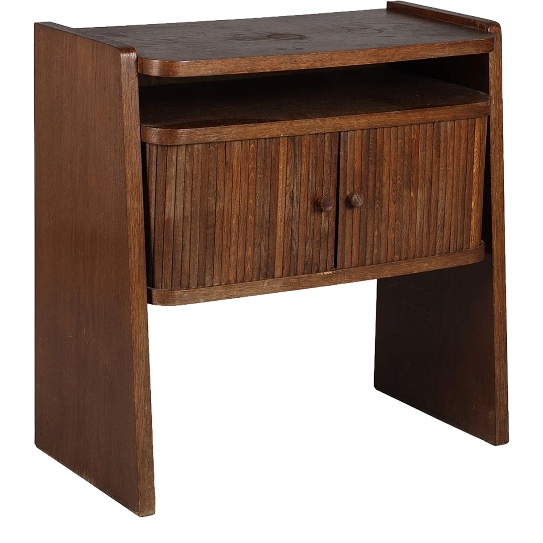 1960s Danish : small oakwood cabinet w/tambour doors