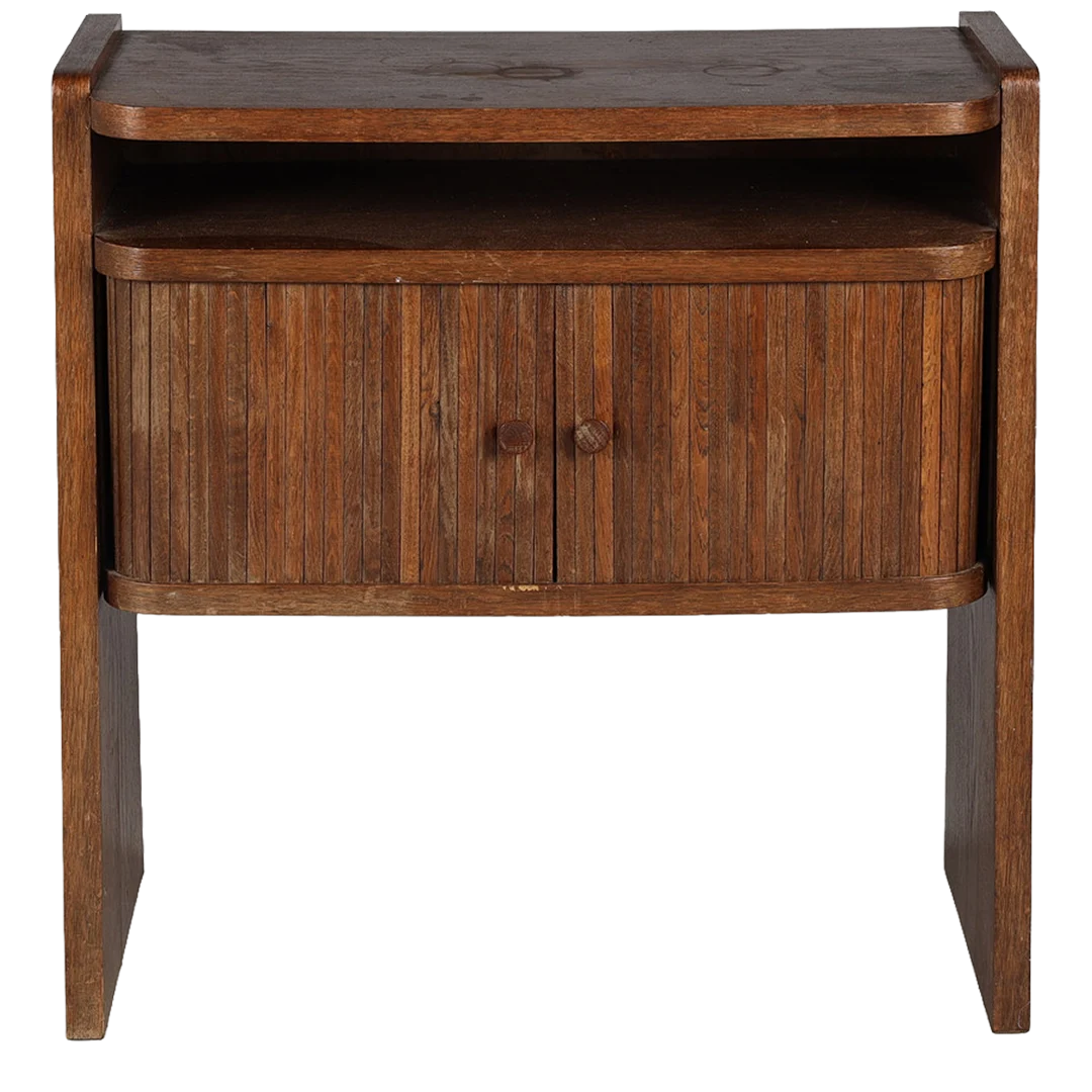 1960s Danish : small oakwood cabinet w/tambour doors