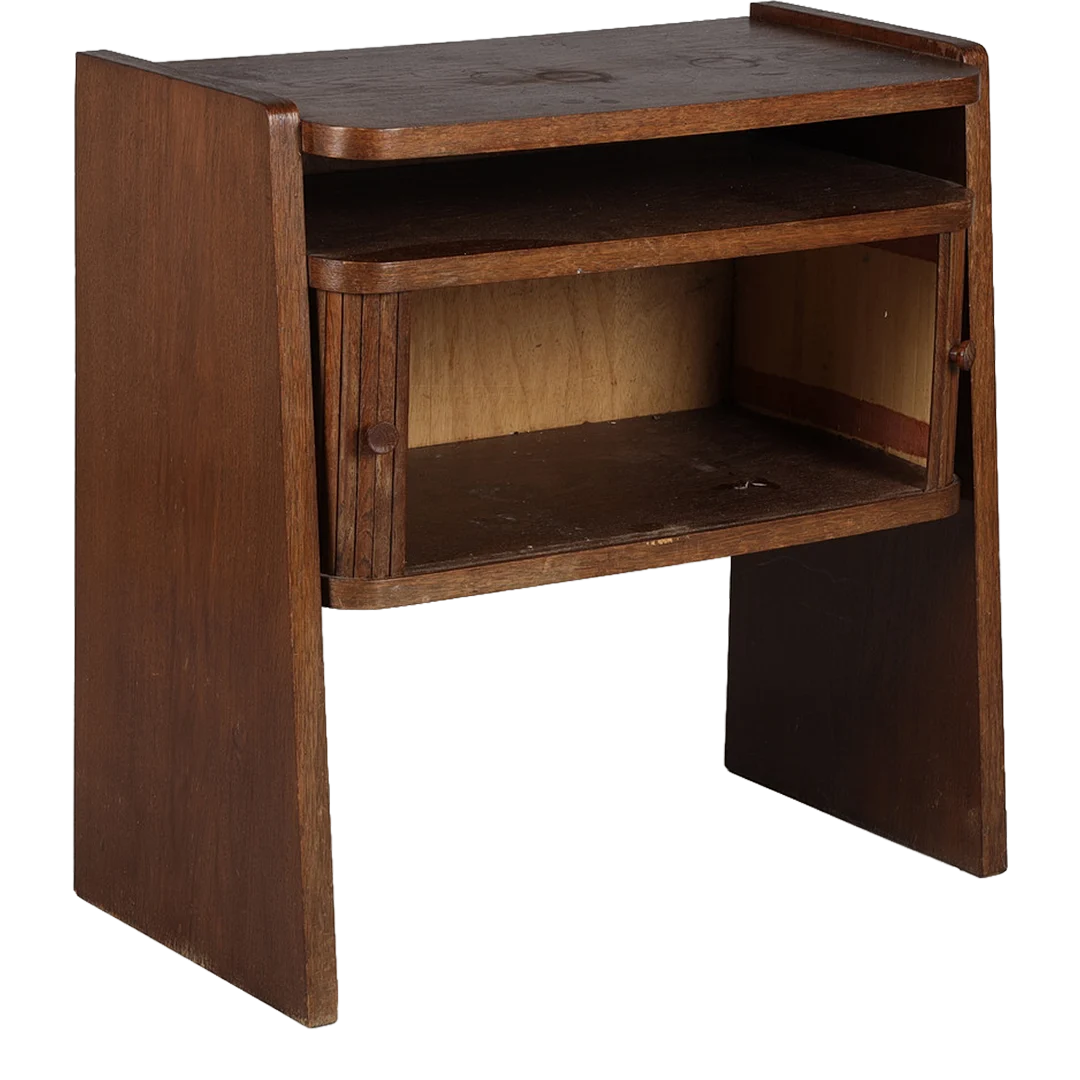 1960s Danish : small oakwood cabinet w/tambour doors