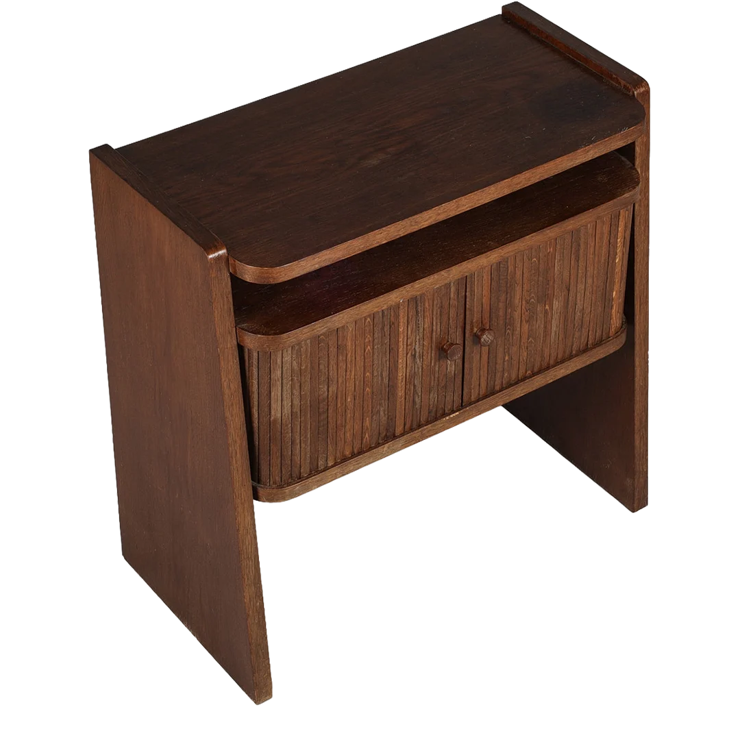 1960s Danish : small oakwood cabinet w/tambour doors