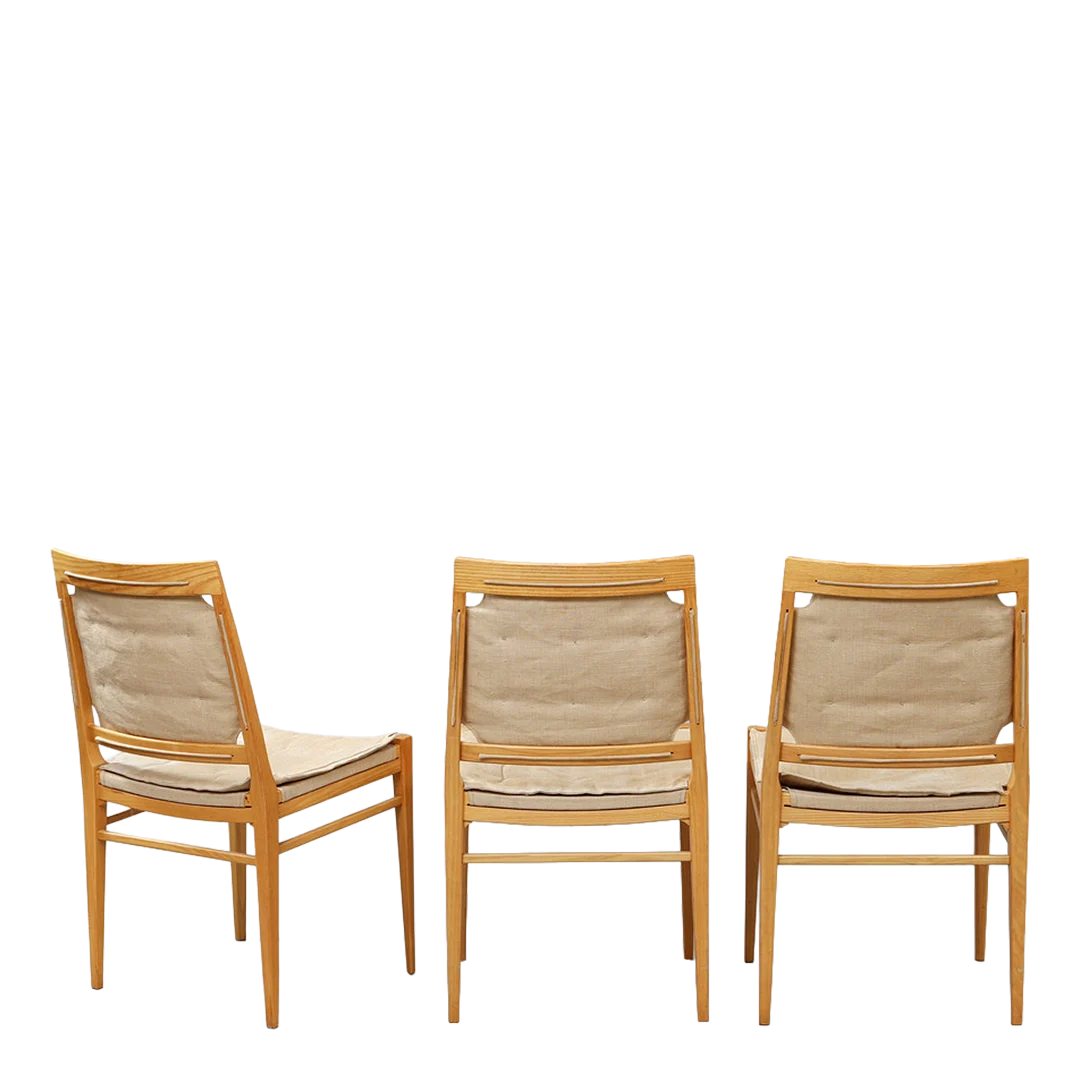 1950s Bruno Mathsson : set six Model 401 oak & canvas dining chairs