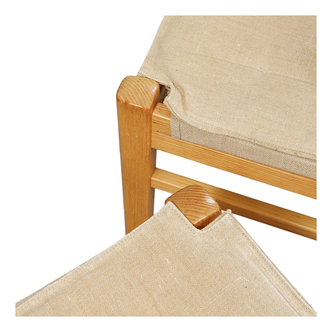 1950s Bruno Mathsson : set six Model 401 oak & canvas dining chairs