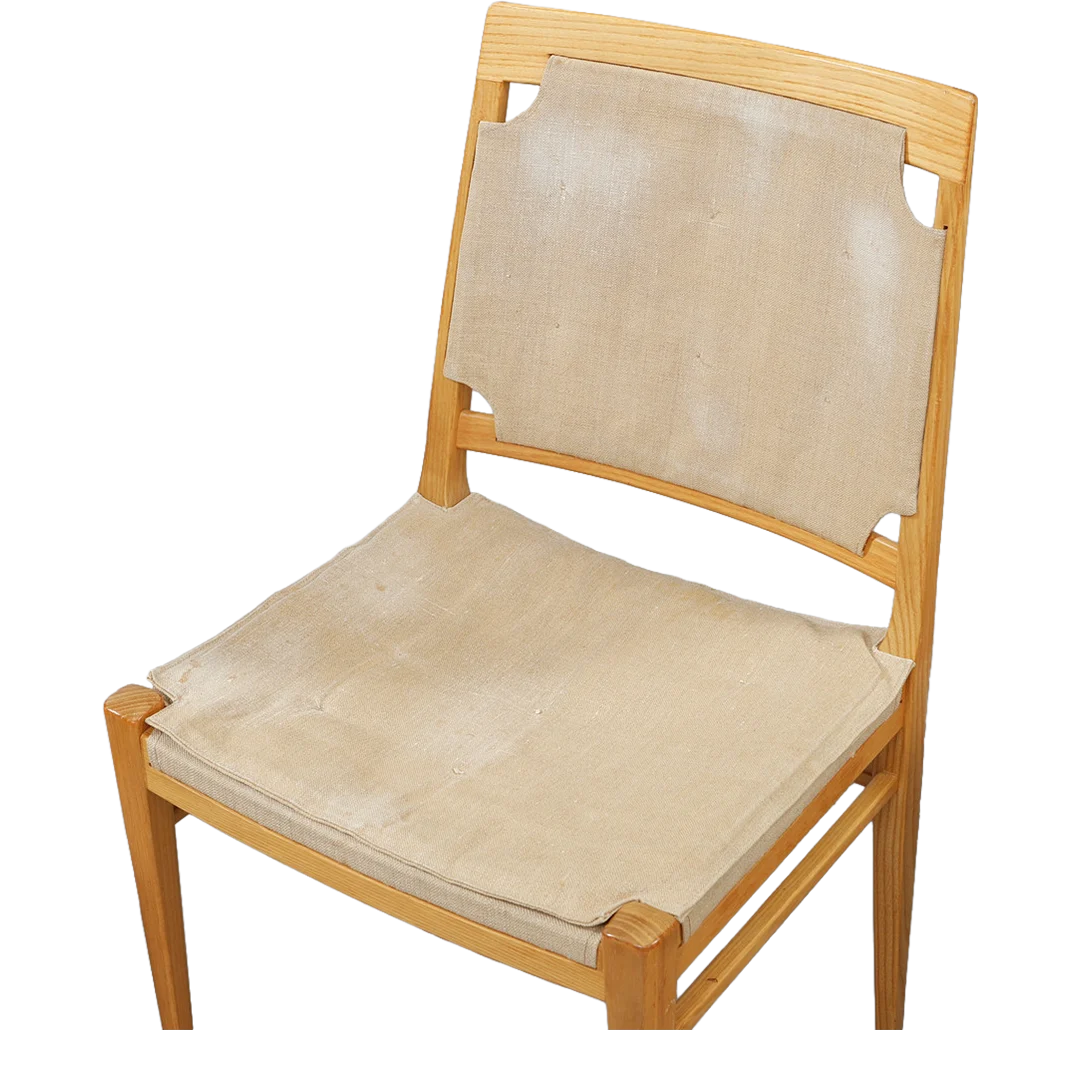 1950s Bruno Mathsson : set six Model 401 oak & canvas dining chairs