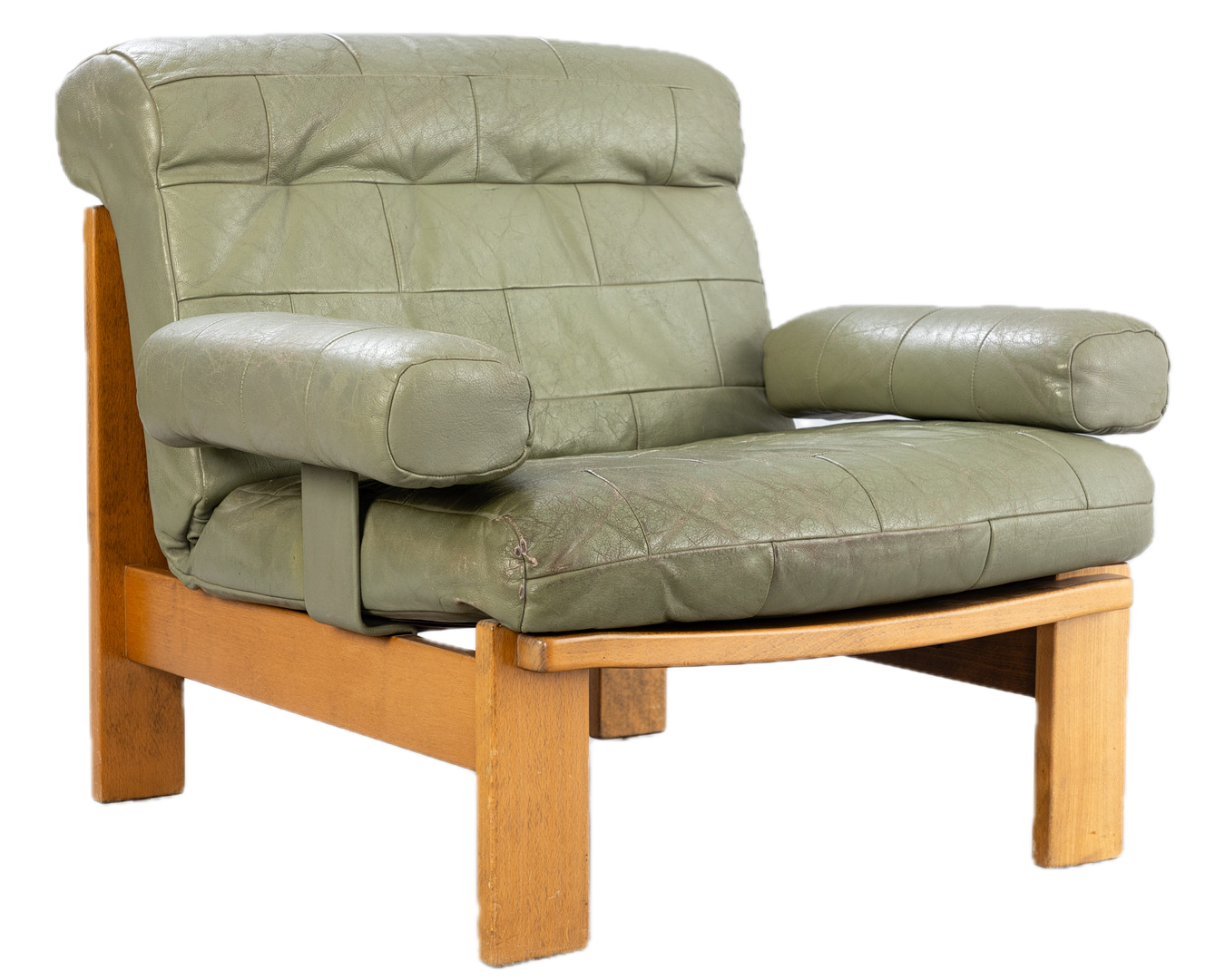 1970s Rolf Benz : modular light sage green leather lounge seating