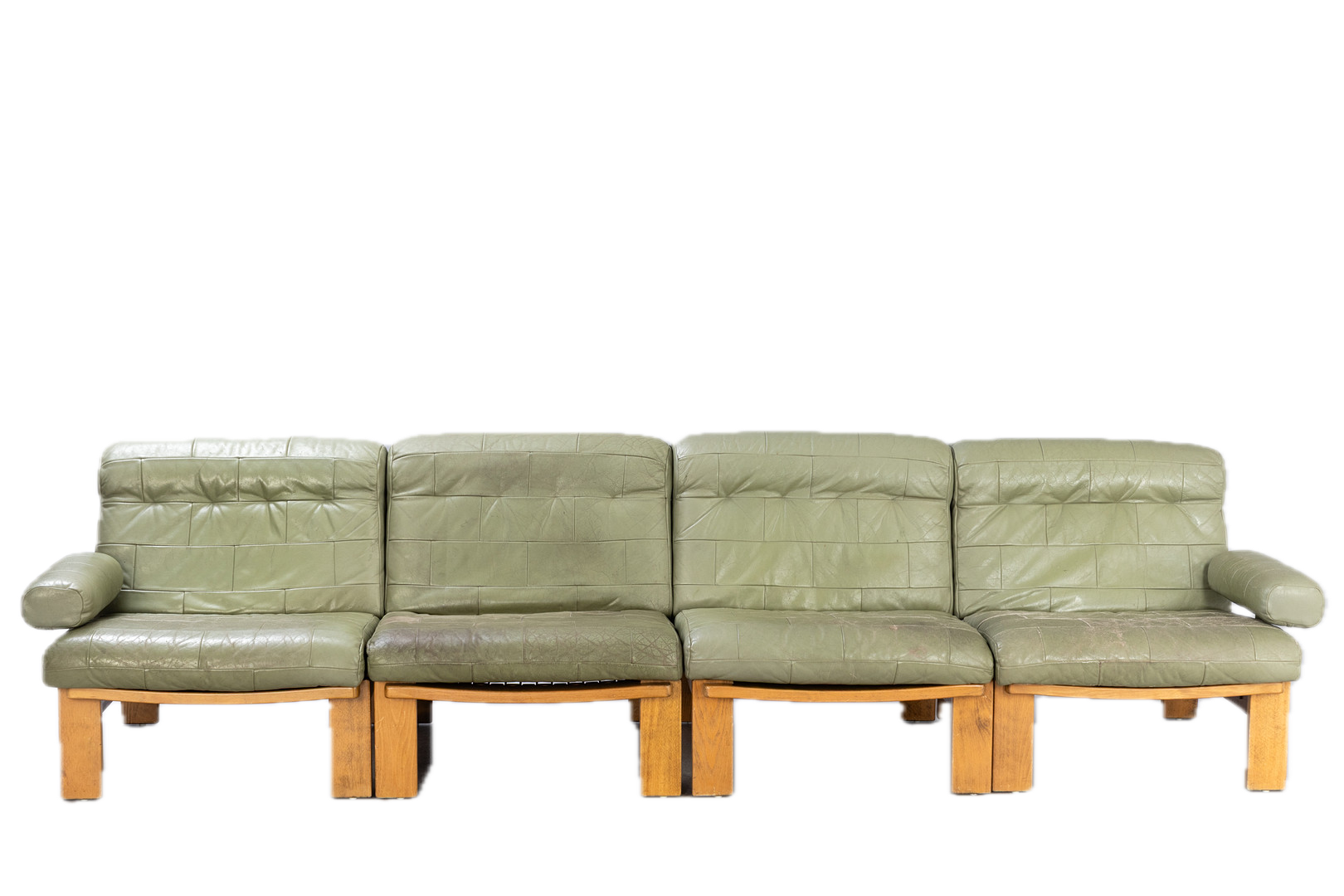 1970s Rolf Benz : modular light sage green leather lounge seating