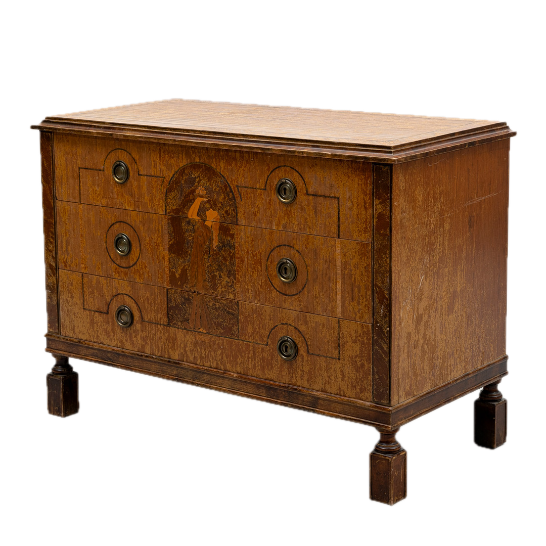1920s Birger Ekman : Swedish Grace 3-drawer chest w/intarisa