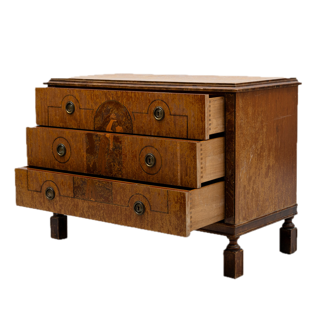1920s Birger Ekman : Swedish Grace 3-drawer chest w/intarisa