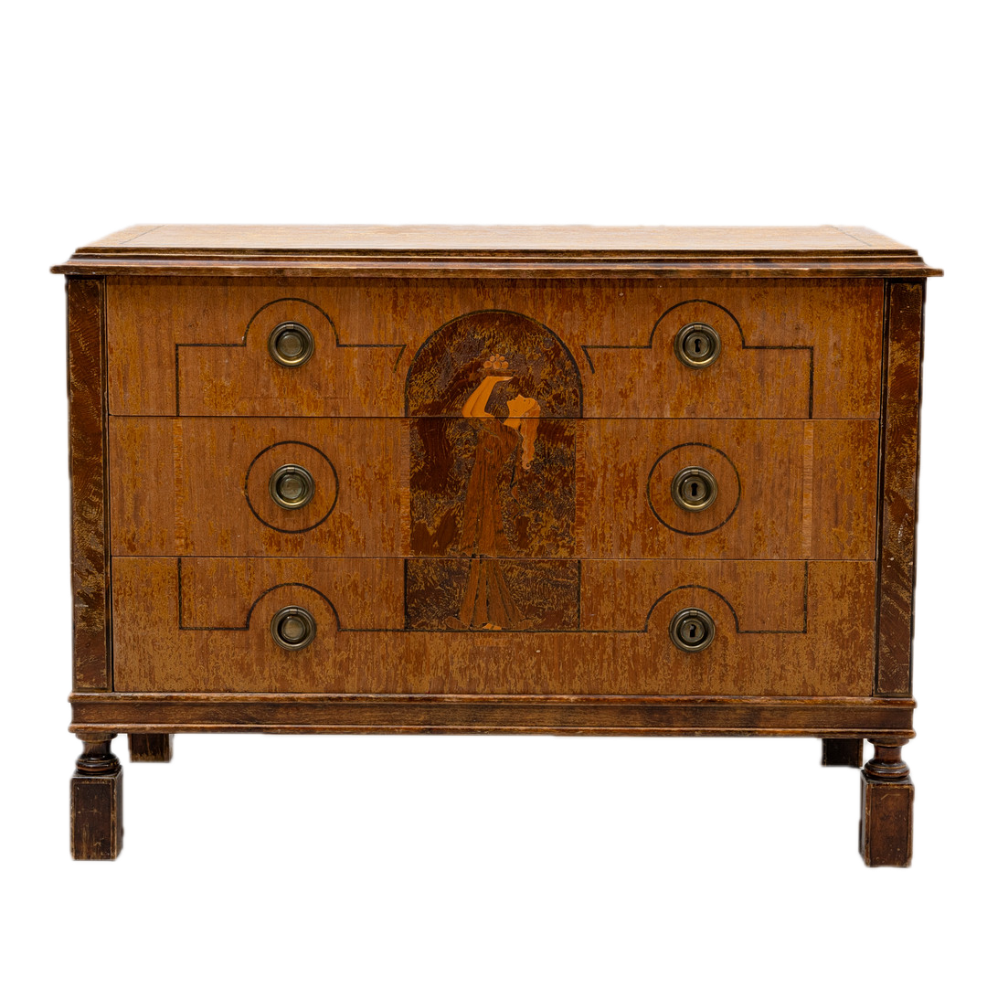 1920s Birger Ekman : Swedish Grace 3-drawer chest w/intarisa