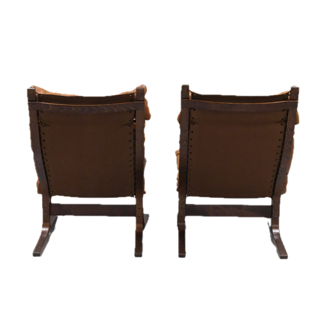 1965 Ingmar Relling : brown leather "Siesta" lounge + ottoman, Norway