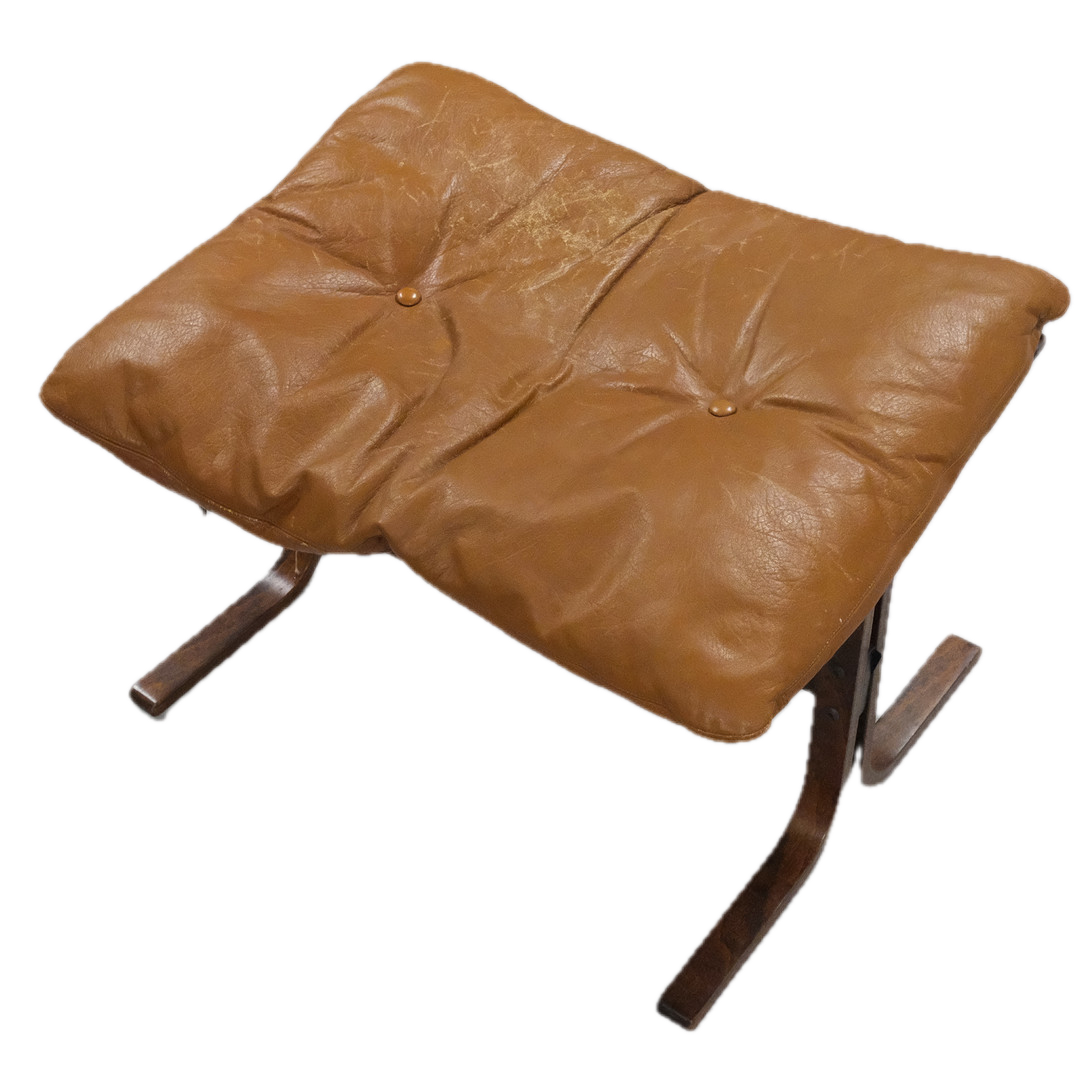 1965 Ingmar Relling : brown leather "Siesta" lounge + ottoman, Norway