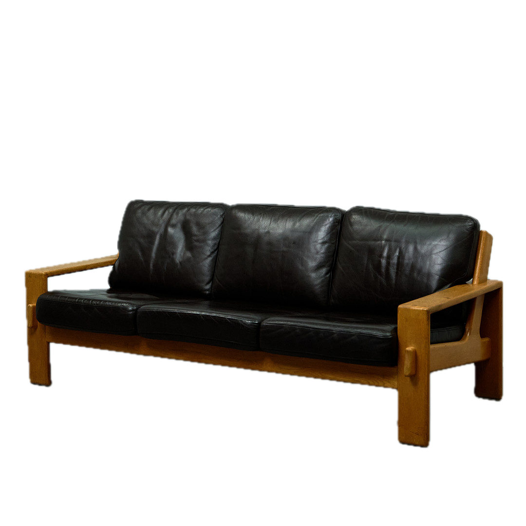 1970s Esko Pajamies : 3-seat black leather 