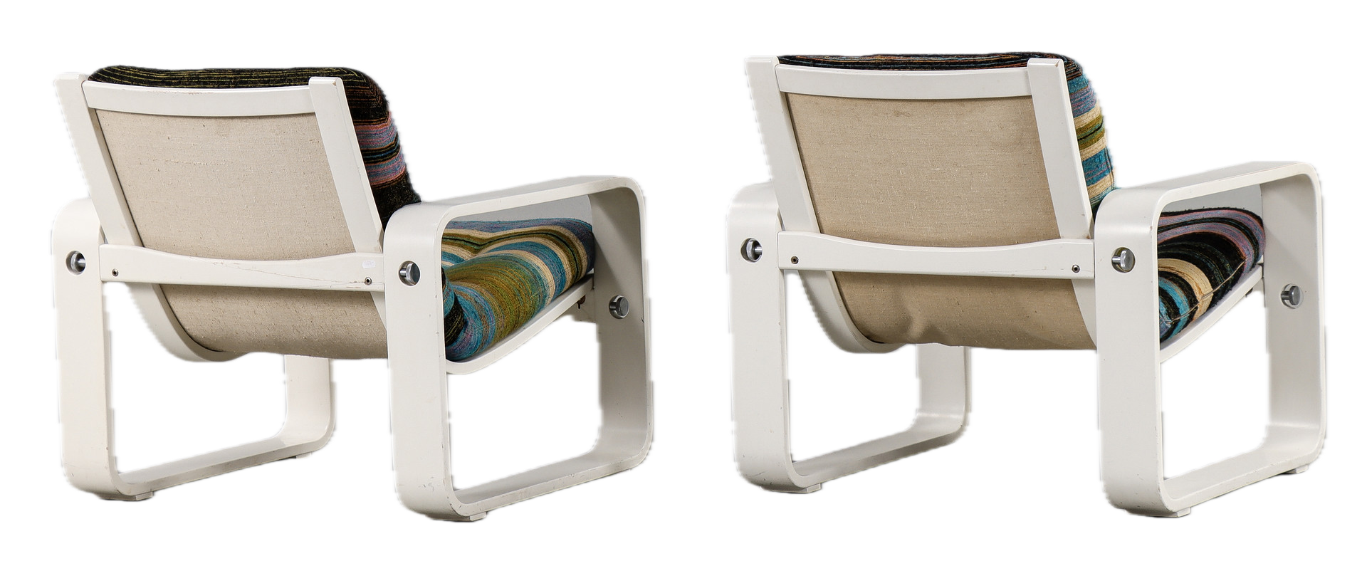 1970s Knud Færch : pair of white lacquered "Rondello" lounge chairs
