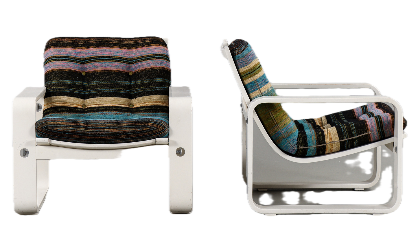 1970s Knud Færch : pair of white lacquered "Rondello" lounge chairs